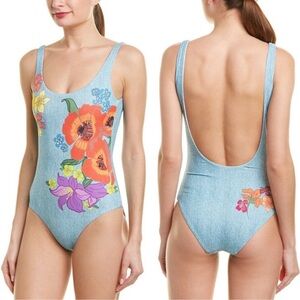 Onia Kelly Woodstock Denim One Piece Swimsuit Size Small